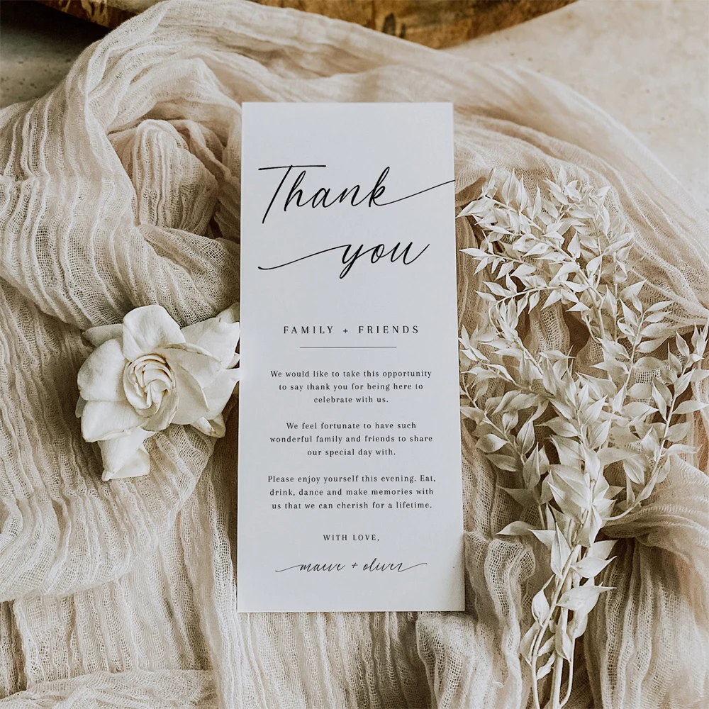 Personalized Minimalist Elegant Thank You Place Card Wedding Thank You Napkin Note Place Setting Table Card modern design