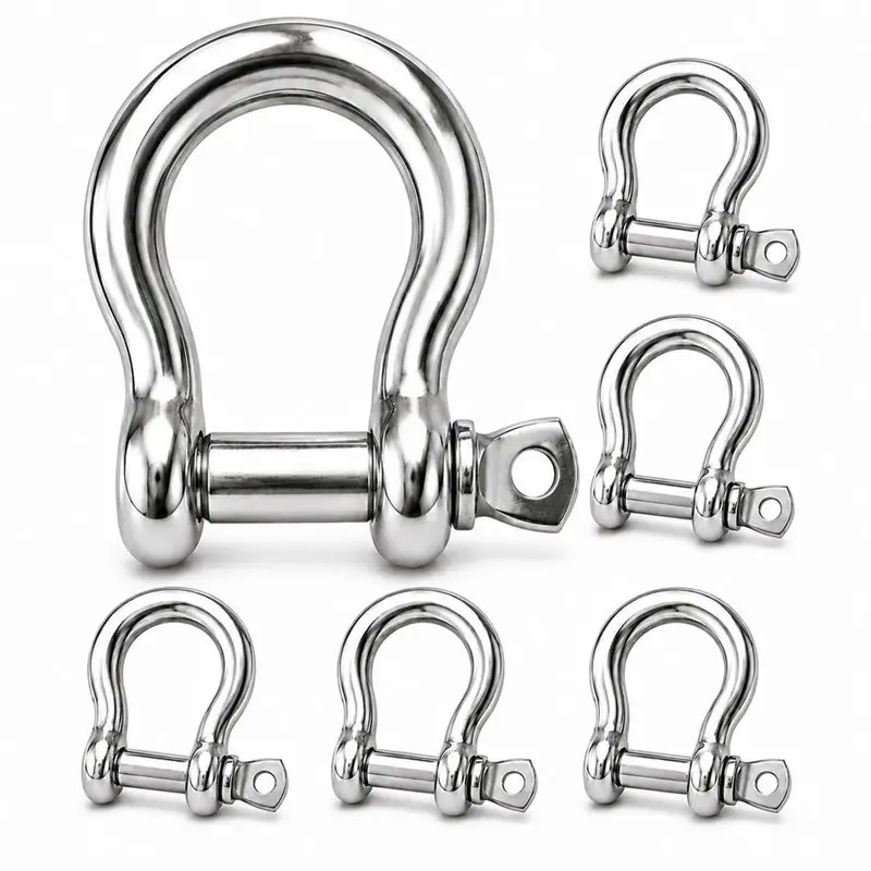 6個入り-3-8インチ-304ステンレス鋼-dリング牽引シャックル、牽引用クレビスシャックル、エンジンリフティング、車椅子固定用