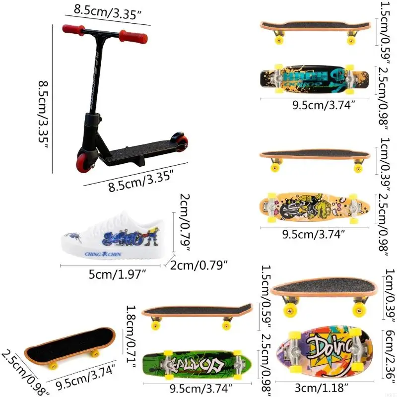 96GC Mini modello scooter da dito in lega Set giocattolo interattivo da dito Novità attività sensoriale Set da skateboard per