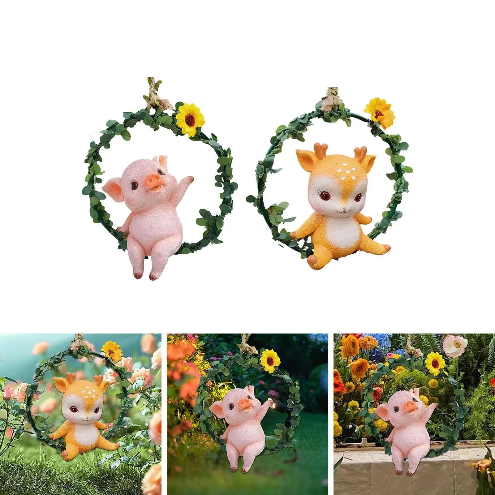 Hanging Animal Statue Adorable Sculpture Tree Hanger for Yard Balcony Garden