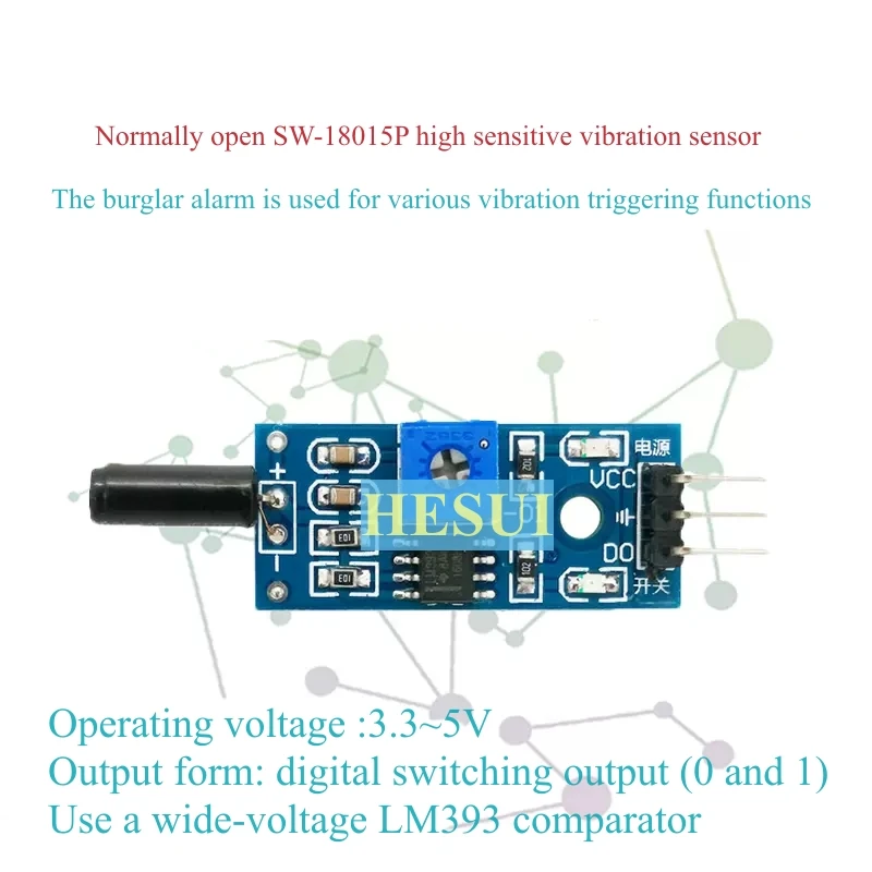 Normally open SW-18015P highly sensitive vibration sensor module switch anti-theft alarm intelligent car