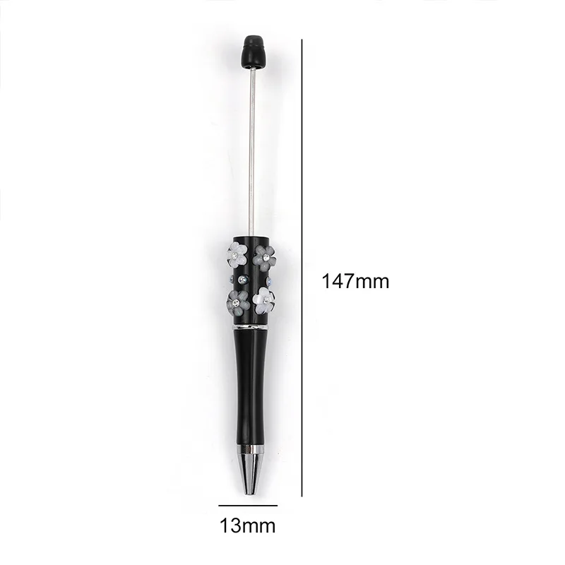 Imagem -05 - Bead Pen com Diamante Conjunto Flor Frisada Canetas Esferográficas Plástico Girando Beadable Bola Caneta Faça Você Mesmo Atacado 10 Pcs