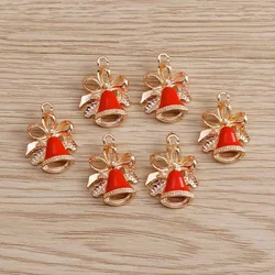 10pcs 16*20mm Enamel Christmas Bell Charms DIY for Bracelets Pendants Earrings Making Creative Gift Charms Jewelry Accessories