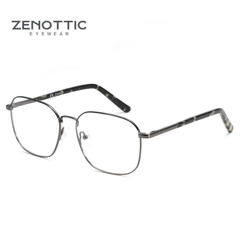 ZENOTTIC Sophisticated Damen-Brillengestell aus quadratischem Metall, langlebiges Legierungsmaterial, polierte Oberfläche für einen raffinierten Look