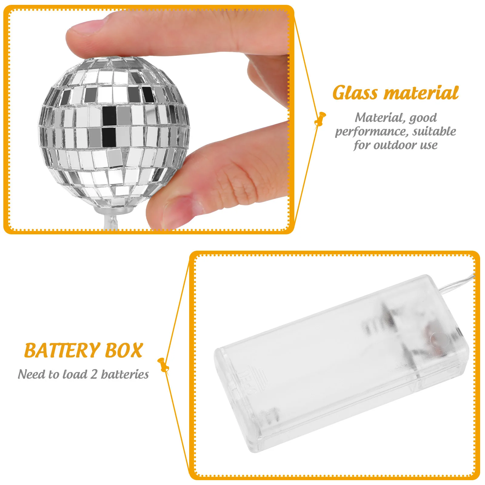 

1Set Glass Mirror Disco Ball Decorative String Lights LED Hanging Party Lights for Home Garden Patio Christmas Tree Wedding