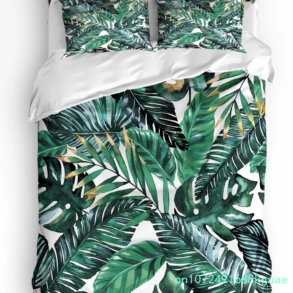 Tropical Plant Banana Leaf Green Duvet Cover With Pillow Case Custom 3pcs Bedding Set Quilt Cover Double Bed Home Textile