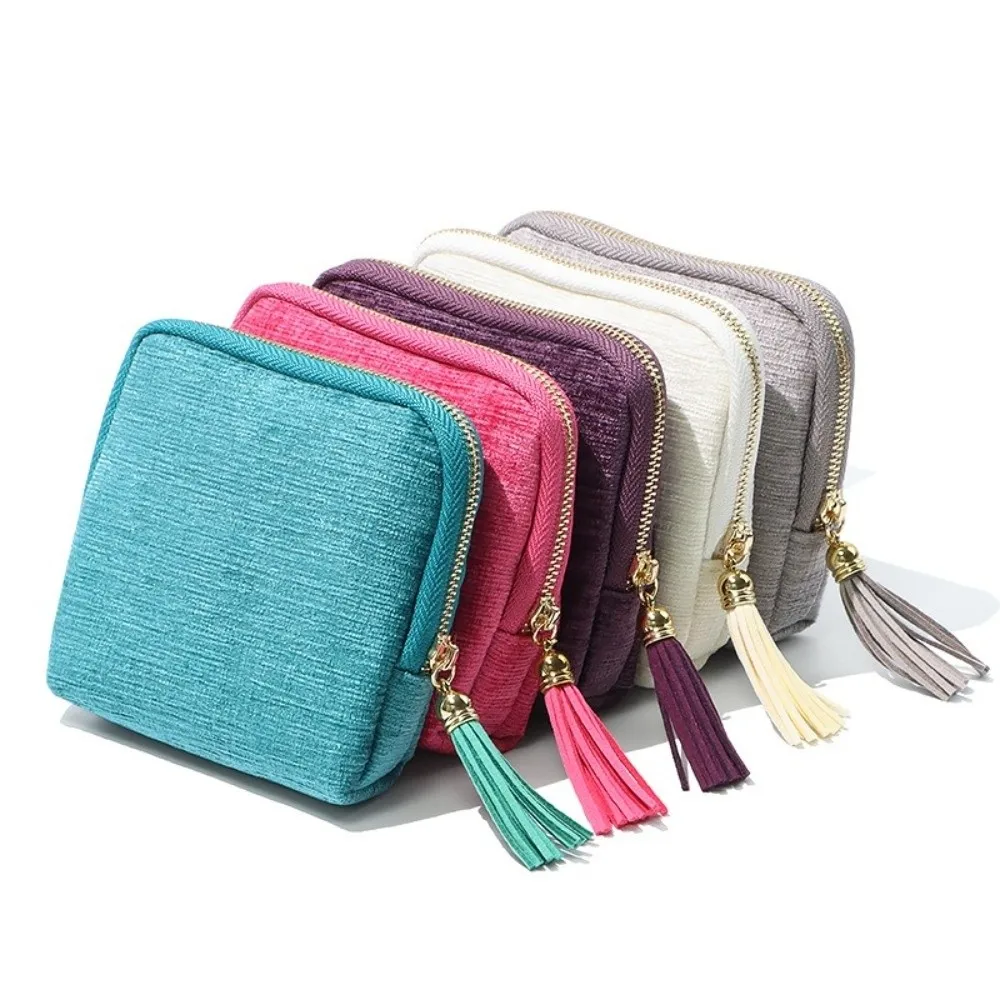 

Portable Five-Layer Jewelry Packing Bag Tassel Zipper Jewelry Storage Bag Organizer Velvet Jewelry Holder Earrings