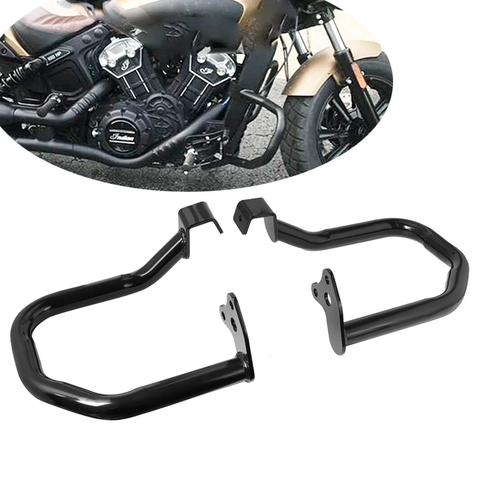 Black Front Engine Guard Highway Crash Bar Fit For Indian Scout Sixty Bobber ABS