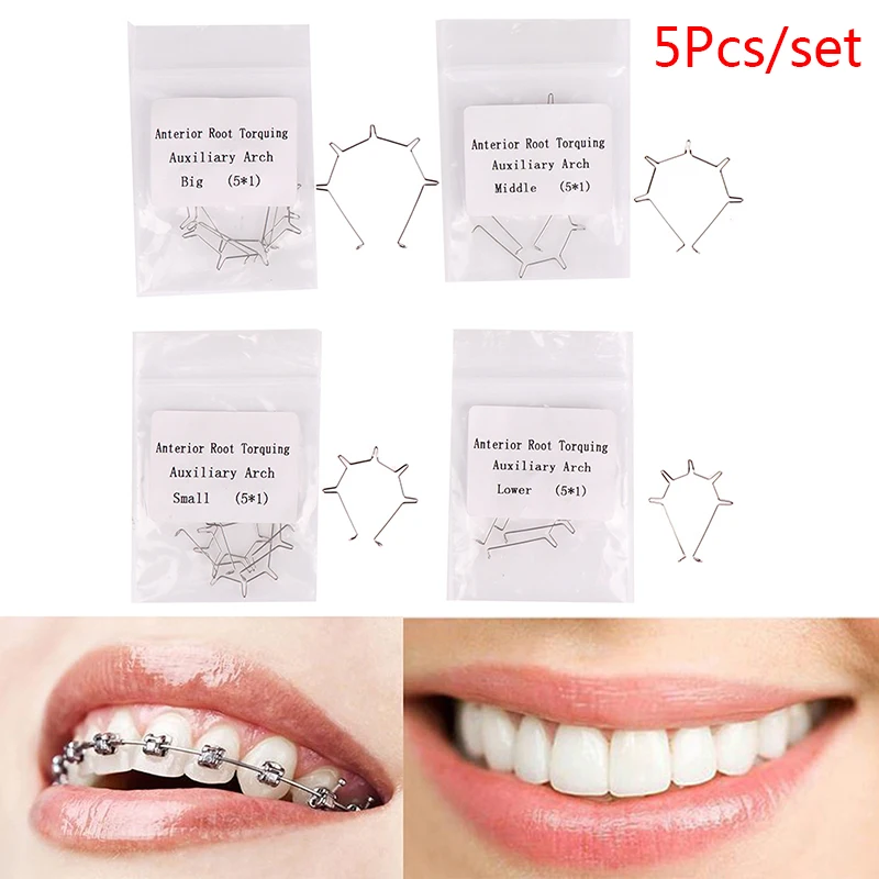 5pcs Dental Anterior Root Torquing Auxiliary Arch Small Middle Big Orthodontic Front Tooth Torque Springs