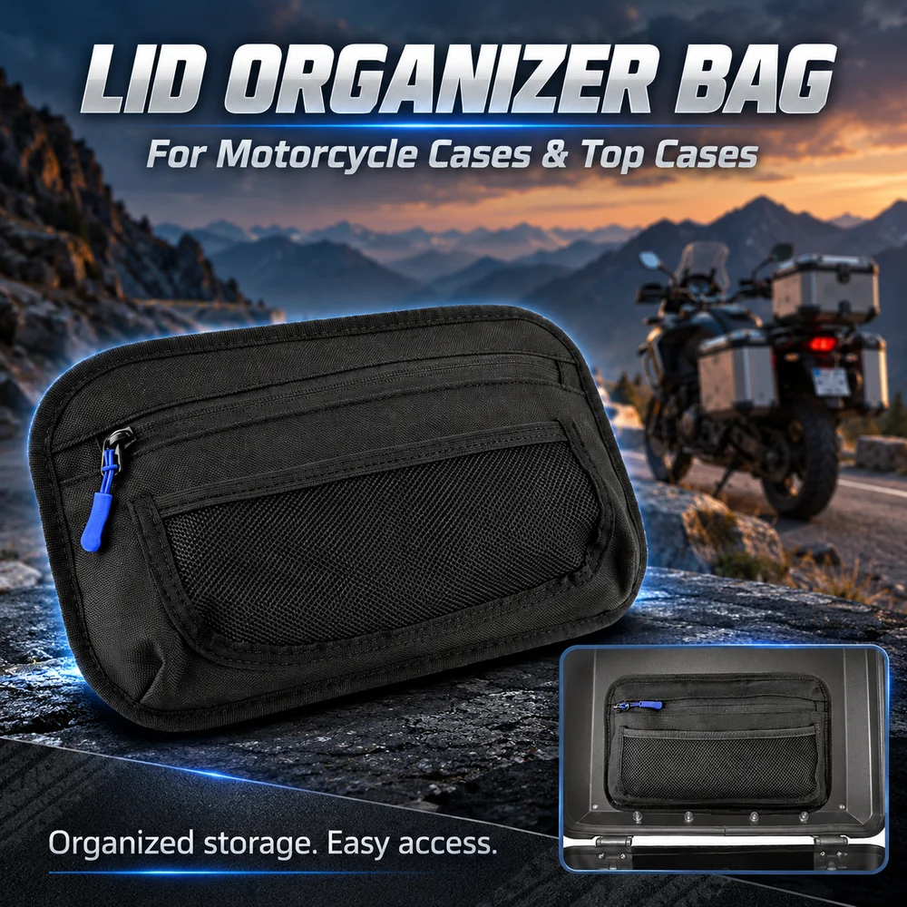 Universal Motorcycle Top Case Lid Organizer Bag Pannier Inner Lid Storage Pouch Side Case Luggage Organizer