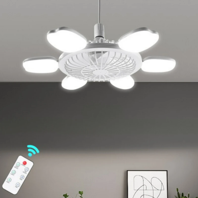 E27 LED Fan Light with Remote Control Dimming 6 Speed Wind Speed Adjustment Fan Light Home Living Room Bedroom Fan Pendant Lamp