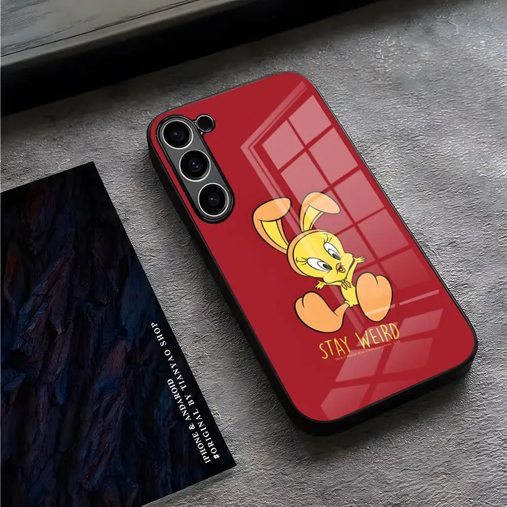 Cartoon Tweety Bird Phone Case for S24 Ultra Samsung S23 S22 S20 Fe S21 Plus Galaxy A54 A34 A24 A53 M54 Note 20 Glass Cover