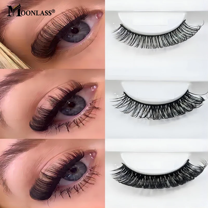 Wholesale 18-22MM Handmade Eyelashes Box Package Makeup D Curl Eyelashes 100% Mink Fluffy Russian Strip Lashes Extension Supplie