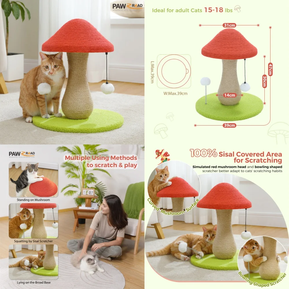 

Cat Tree Tower with Sisal Scratching Posts Apartment Friendly Feline Climbing Playground Multi Level Cat Condo Play Center for