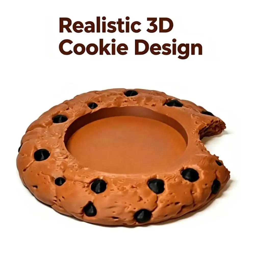 3D Simulation Chocolate Chip Cookie Coaster Bite Mark Detail Absorbent Material Cup Holder Coaster Heat Resistant Mug Coaster