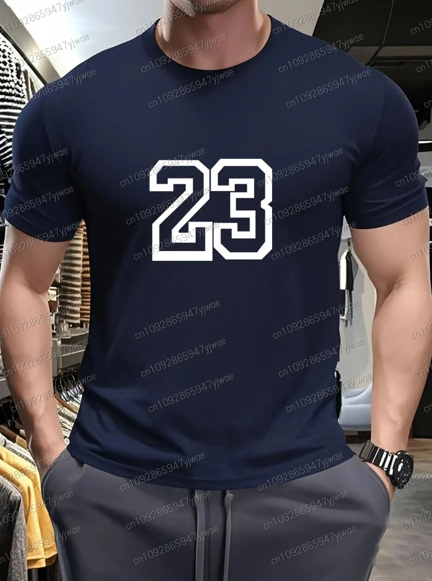 2025 Men T-Shirt Gym Training Sportswear T-Shirt 23  Print T-Shirt Casual Street wear Tops Round Neck Tee Men Clothes image 2