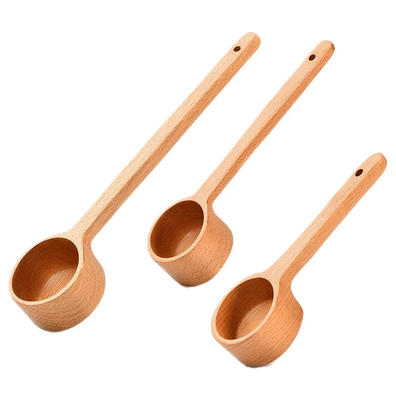 

【Lowest-Price!】3 Pcs Wooden Coffee Spoon Long Handle Coffee Scoop Tea Espresso Spoon Coffee Measure Spoon For Ground Beans And T
