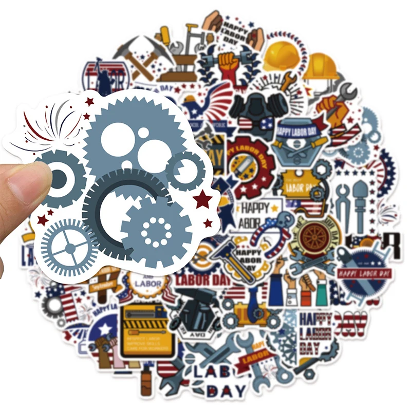 50PCS American Labor Day Graffiti Stickers DIY Water Cup Computer Notebook Guitar Skateboard Festive Memorial Graffiti Decals