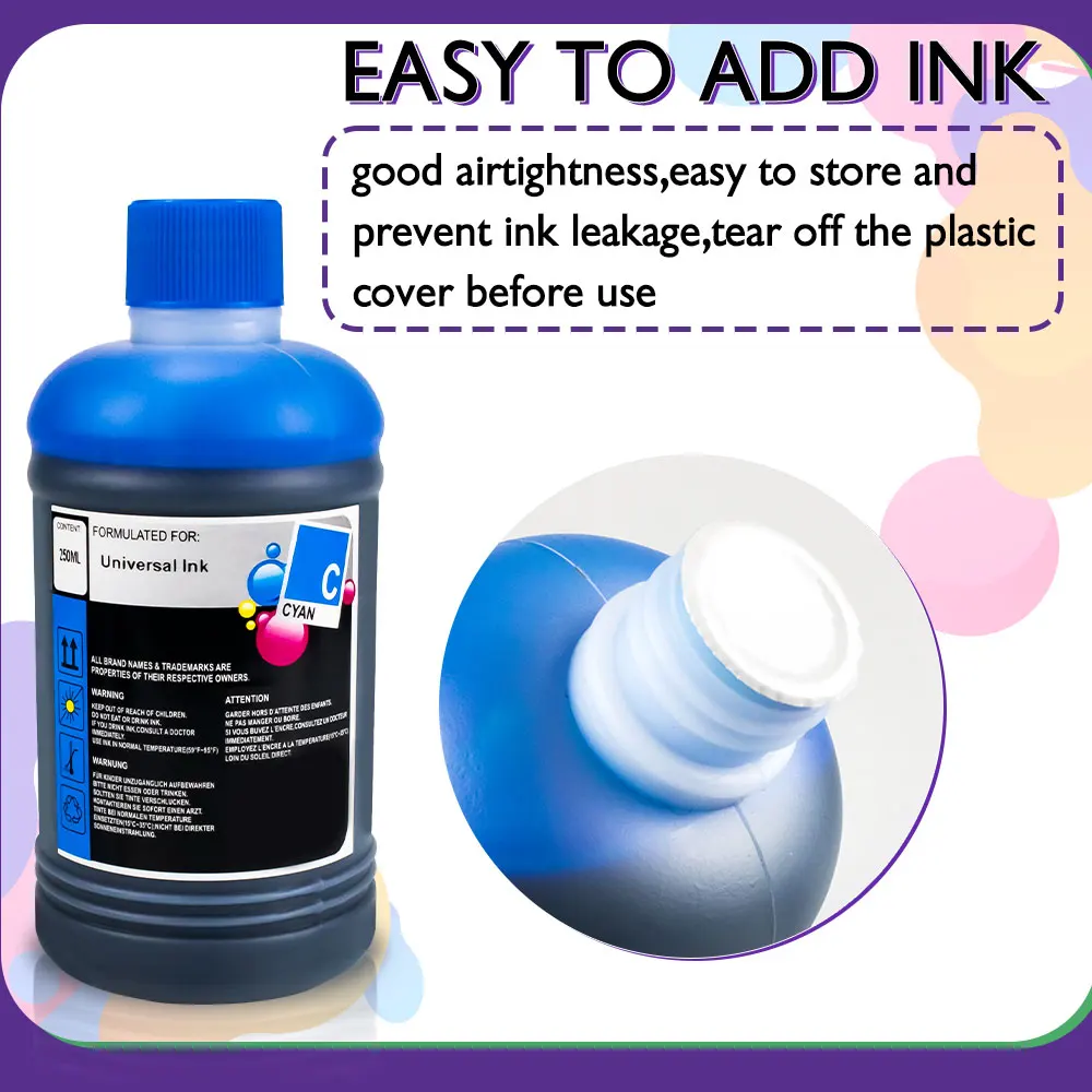 Universal Ink Refill Dye Kit Compatible For HP Canon Epson Brother Deskjet Printer EcoTank Cartridge 305 302 304 302 664 CISS XL