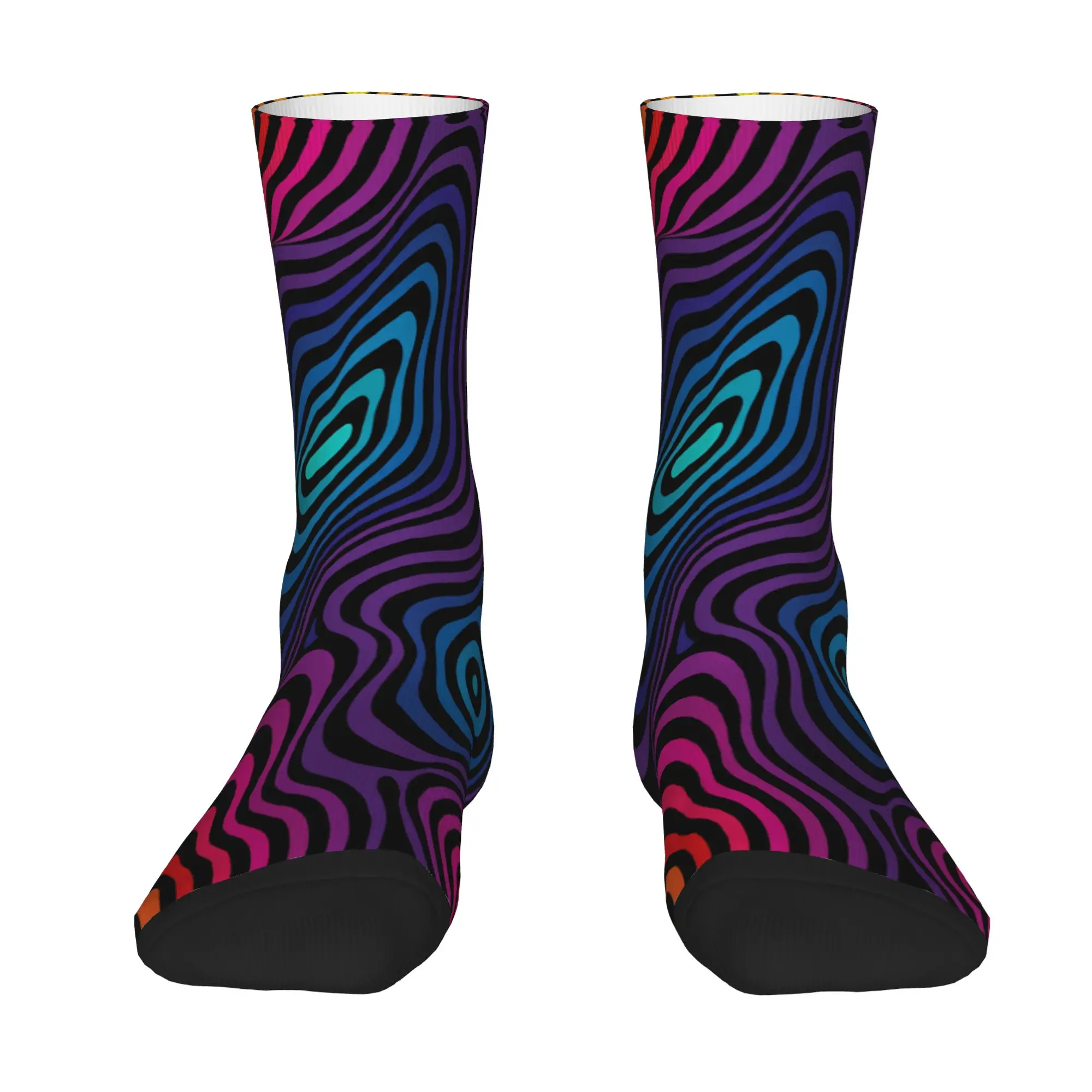 Gradient Purple Blue Pink Orange Wavy Lines Psychedelic Wallpaper Socks  Pattern Stockings Anti Bacterial Couple Socks Soft