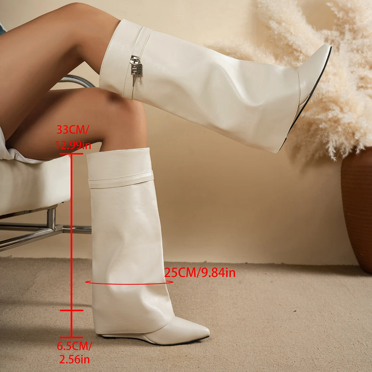 Luxuriöse Designer-Overknee-Stiefel mit Keilabsatz für Damen, Neuheit 2027, sexy, lässig, für Partykleider, warme Gothic-Overknee-Stiefel für Damen – Detail 13