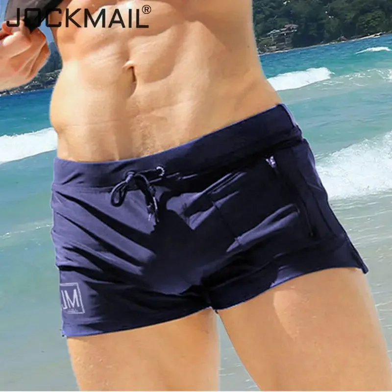 JOCKMAIL Sexy Male Swim Briefs Low Rise Men\'s Nylon Swimwear Bikini Mens Swimming Surf Elastic Sunga Underpants Beach Shorts