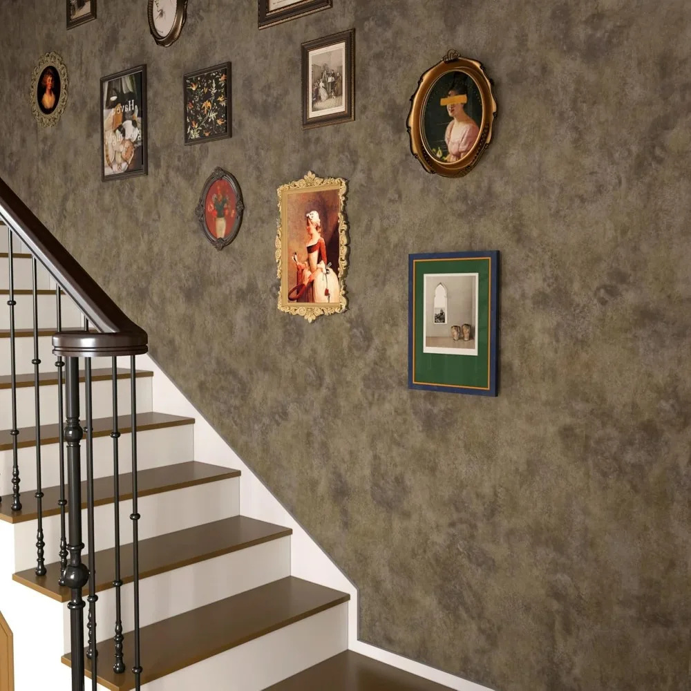 ورق جدران مزخرف خرساني حديث لمنتصف القرن قابل للتقشير واللصق مقاس 48 × 354 ديكور حائط صناعي من النحاس الذهبي والبني #5