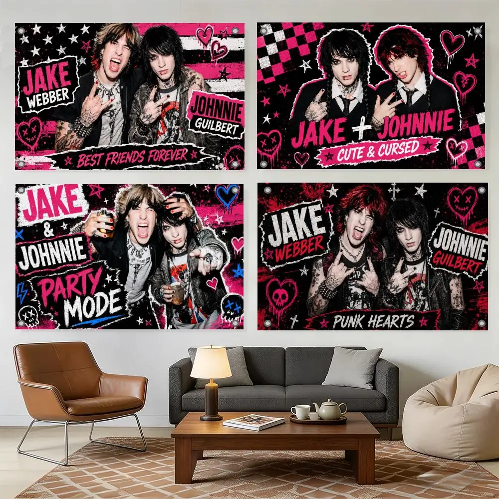 YouTuber Jake Webber & Johnnie Guilbert Flags Home Yard & Garden Decor Banner - Indoor Outdoor Wall Hanging Flag