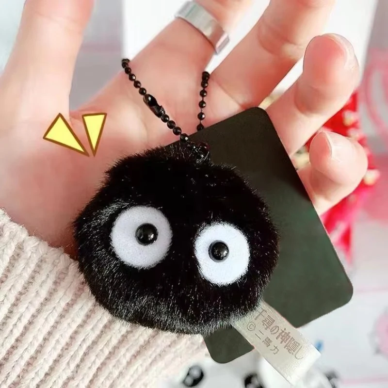 Llavero de peluche negro, muñeco de fósforo, colgante bonito para mochila, llavero de pompón, accesorios de ropa, artículo colgante