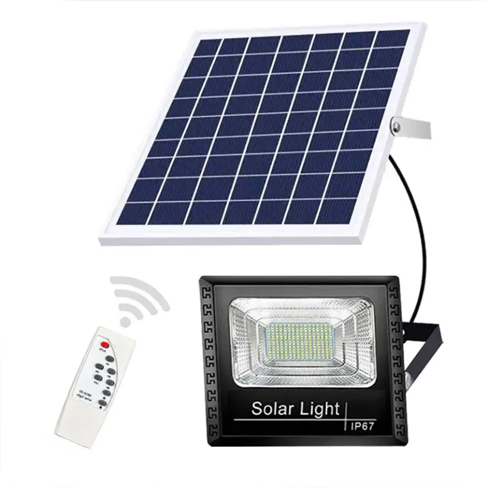 Iluminación sostenible a largo plazo IP65 Luz de inundación solar impermeable de 60 W para exteriores, jardines, iluminación de patio trasero