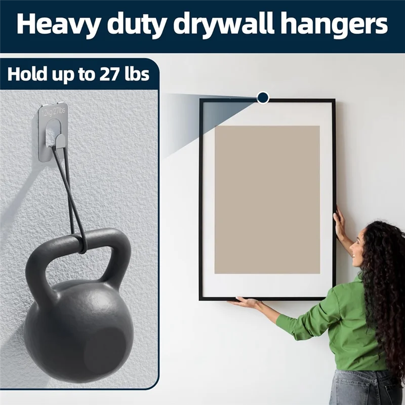 FYBL-Claw Wsporniki do Gwoździ do Płóciennych Obrazów - Bez Użycia Narzędzi, 10 Sztuk, Haczyki do Obrazów na Płachcie Gipsowo-Kartonowej, Udźwig 12 kg/27 lbs
