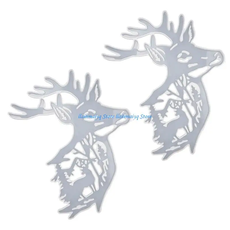 

573B Deer Wall Hanging Silicone Mould Christmas Elk Decor Mold DIY Desktop Ornaments Pendant Jewelry Epoxy Resin Mold