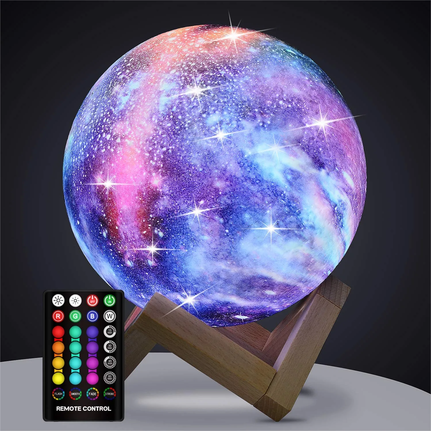 

Moon Lamp, 16 Colors Galaxy Night Light with Remote & Touch Control, USB Rechargeable, 4.8 Inch for Kids Bedroom Decor