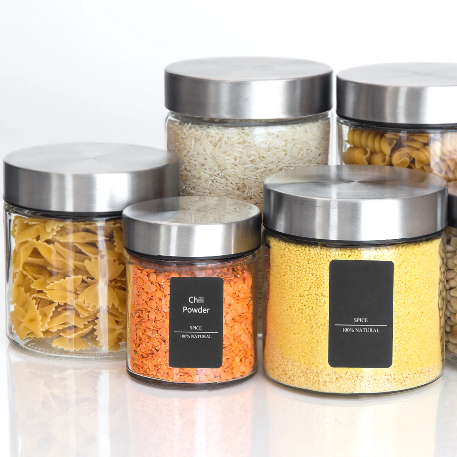

6 Sheets Spice Labels Self Adhesive Sticker Waterproof Kitchen Jar Seasoning Bottle ganizing Tool Preprinted Label Stickers