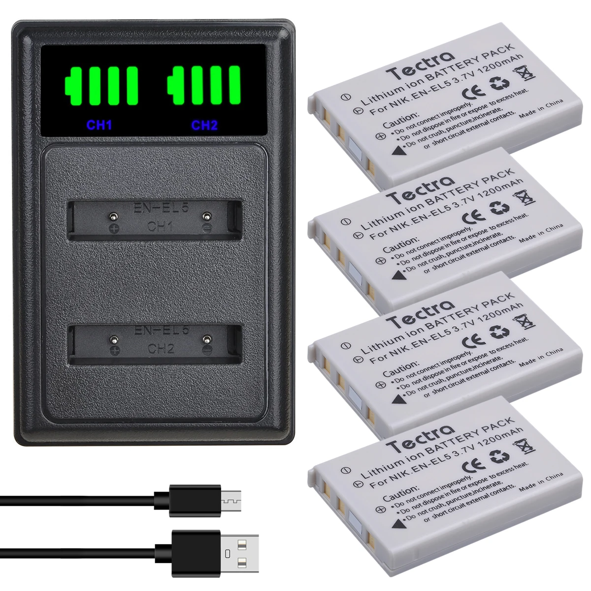 EN-EL5 Batteries + LED Dual Charger for Nikon Coolpix P3, P4, P90, P80, P100, P500, P510, P520, P530, P5000, P6000 Cameras