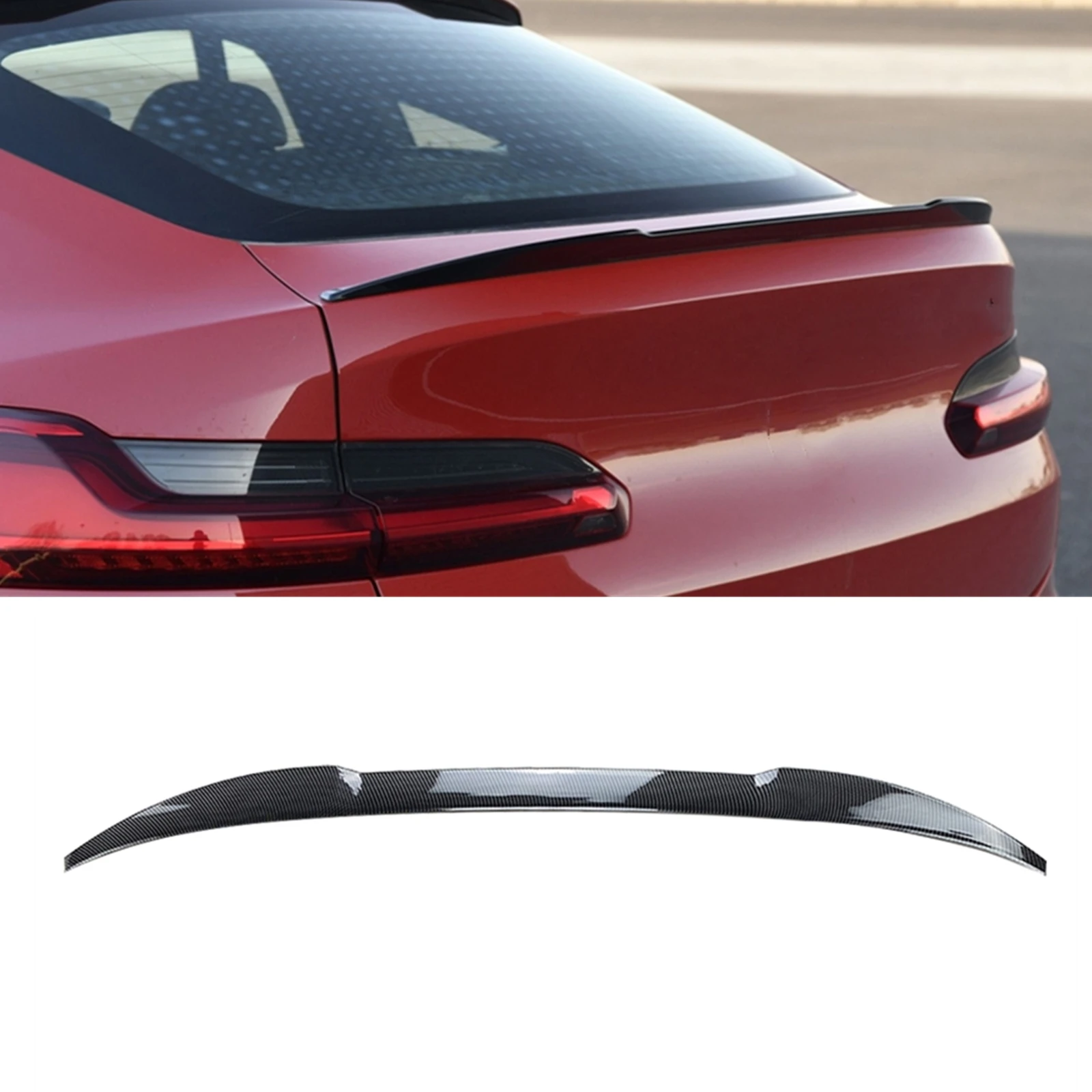 

Rear Spoiler Wing For BMW X4 G02 2018 2019 2020 2021 2022 M Style Gloss Black/Carbon Fiber Look ABS Car Trunk Lid Splitter Lip