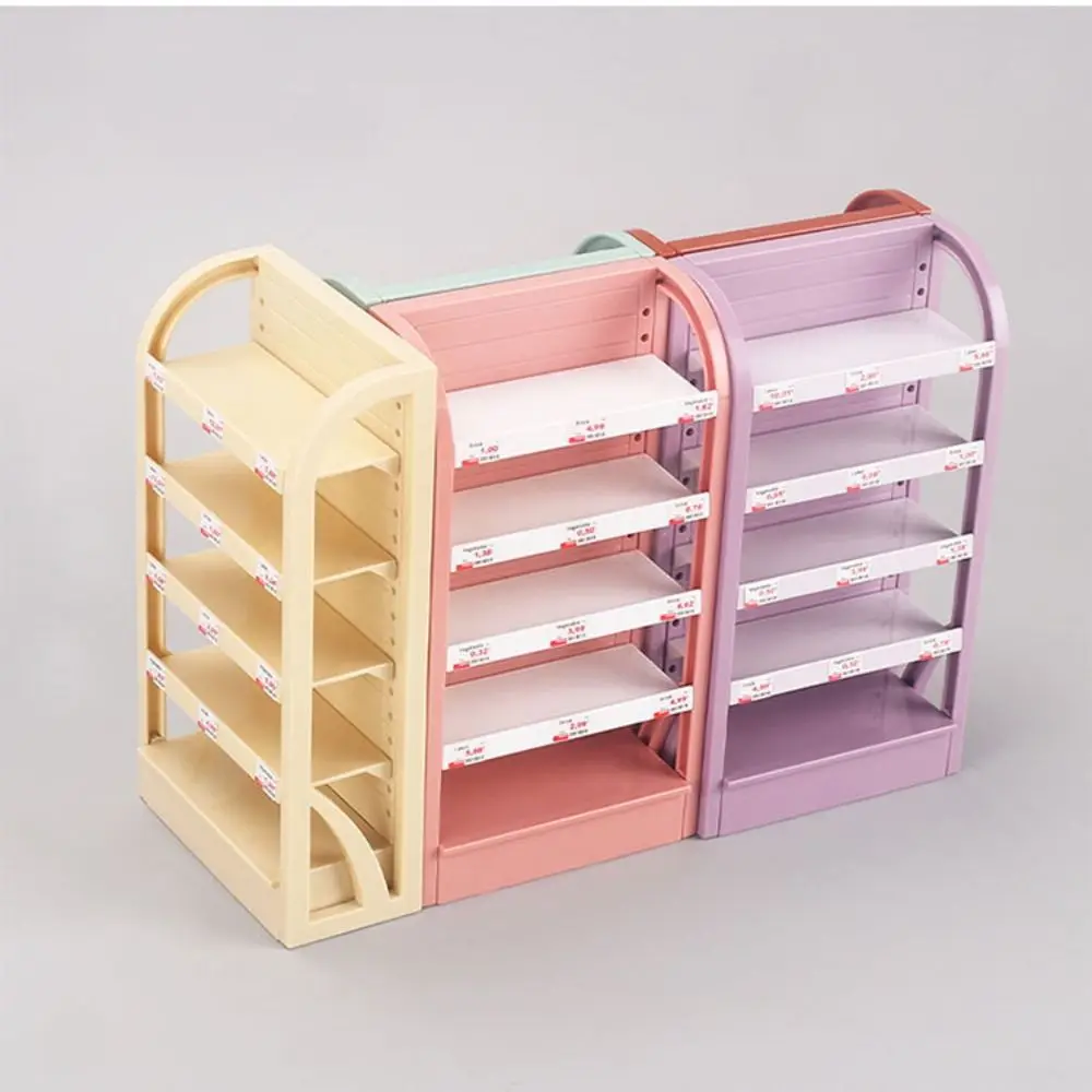 Novo mini armário de casa de bonecas 1/12, plástico, 5 cores, prateleira de exibição de supermercado, 9.5*4.3*14.5cm, acessórios de móveis em miniatura