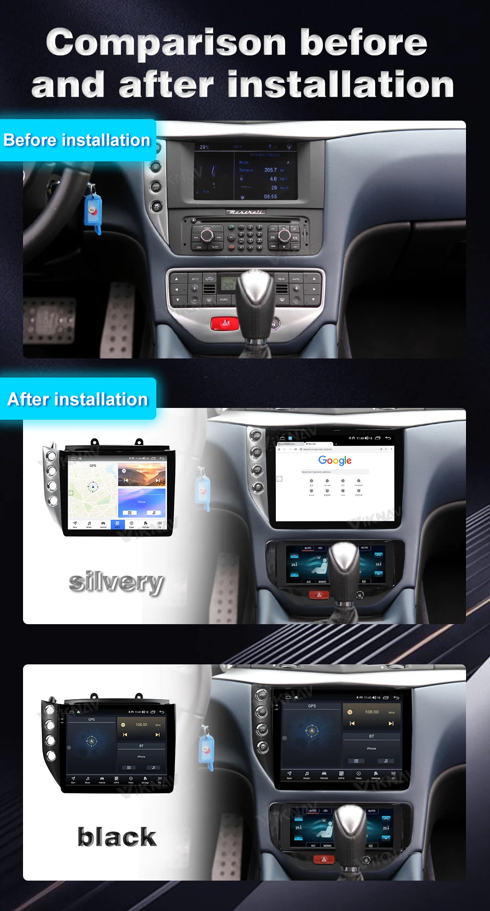 128GB Android 12 For Maserati GranTurismo GT 2007-2017 Car Radio AC Panel Replacement GPS Navigation Multimedia Player Head Unit