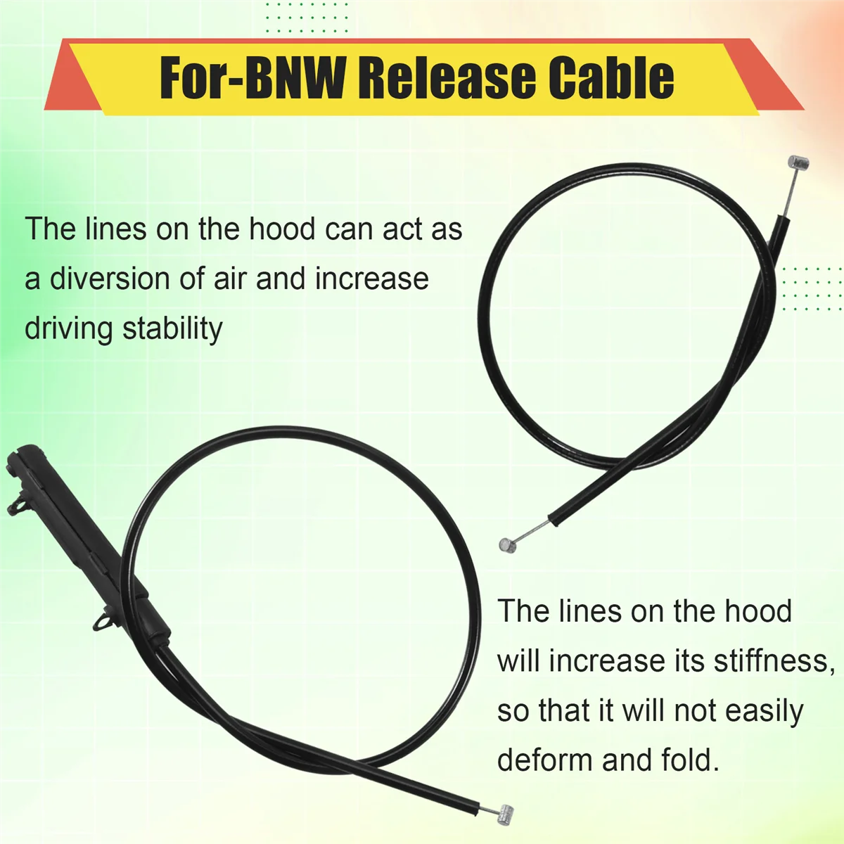 Motor Bowden Cabo Hood Release Wire para E39, 525I, 530I, 51238176595, 51238190754, 51238176596, 3pcs