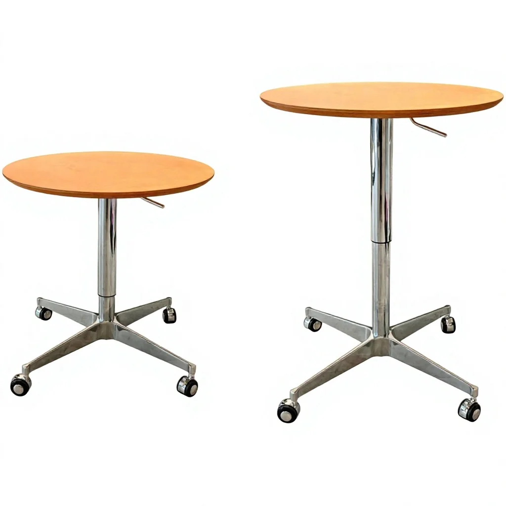 Modern Minimalist Movable Small Round Table 60 cm Ocean-Board Desktop 60 cm Free-Lifting Silent Casters for Beauty Salon Waiting