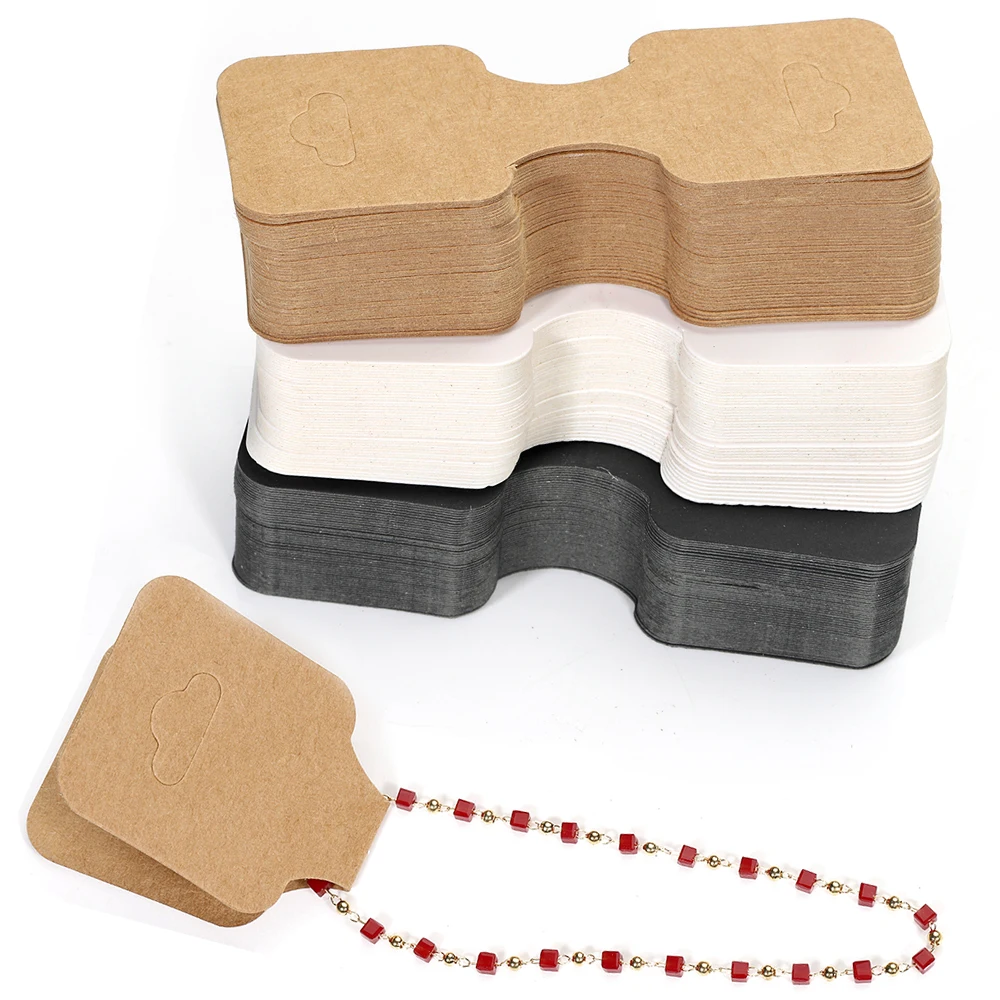 

50pcs 9x3.5cm Foldable Kraft Paper Packing Cards for DIY Jewelry Display Holders Handmade Necklace Bracelet Retail Price Tags