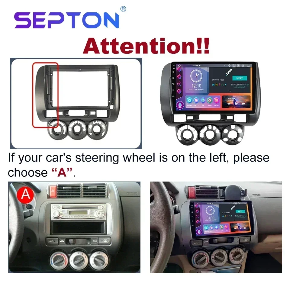 SEPTON 9'' Android 12 Car Radio For Honda Fit Jazz City 2002-2007 Multimedia Video Player Carplay Auto Stereo GPS 2 Din Headunit