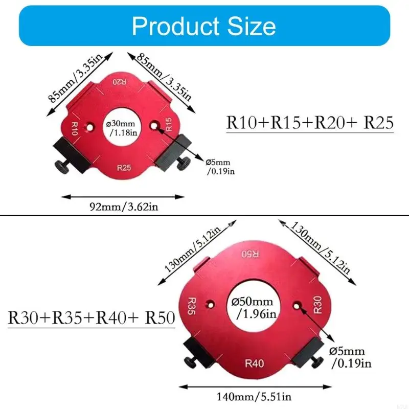 57QF 2 แพ็ค MultiSize Radius Corner Templates 10-50R สำหรับเครื่องมือขอบไม้เรียบ