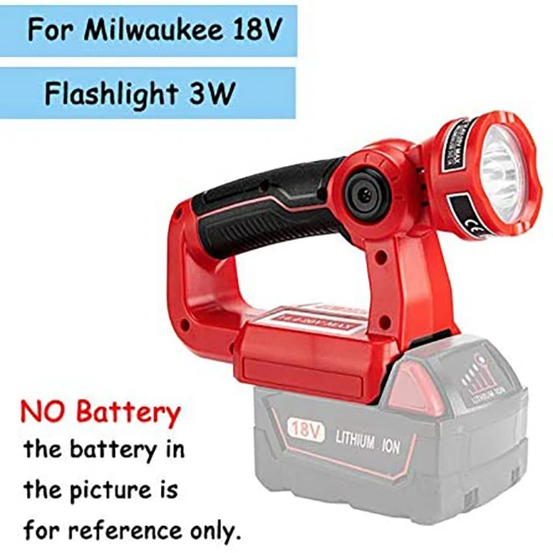 NEW-For Milwaukeee M18 14.4V-20V Lithium Battery 3W Flashlight Adjustable Portable Outdoor LED Warning Night Light