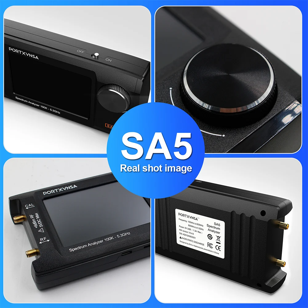 2024 Upgraded 4-inch IPS LCD SA5 Multi functional Handheld Spectrum Analyzer 100k-5.3GHz 2-in-1 Signal Generator Built