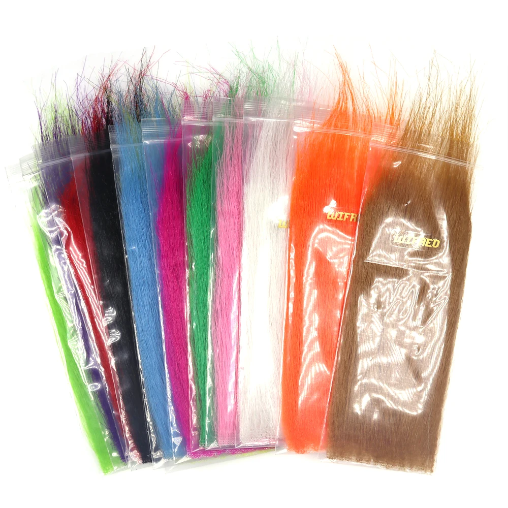 Wifreo 12 opakowań Mix kolorów Długie włókno do wiązania much Craft Fur Streamer Bait Fish Fly Tying Material Furable Soft Synthetic Fiber — zdjęcie 7