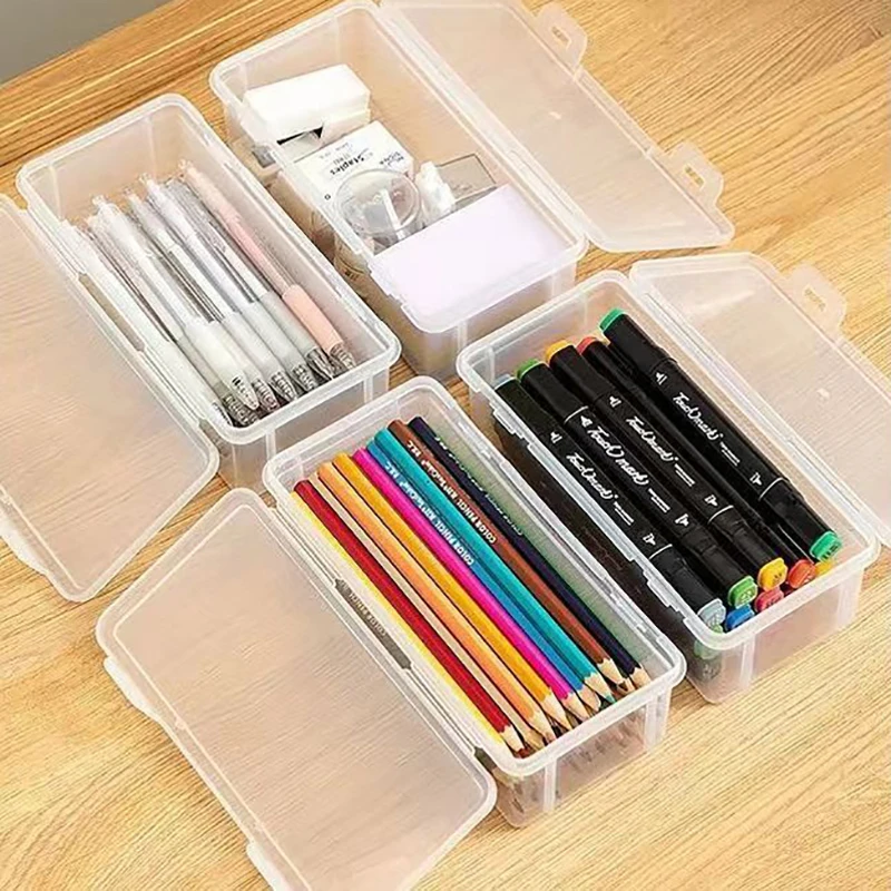 

1PC Transparent Pencil Case Sketch Plastic Pencil Case Storage Case Pencil Case Large Capacity Tool Box Card Makeup Storage Box