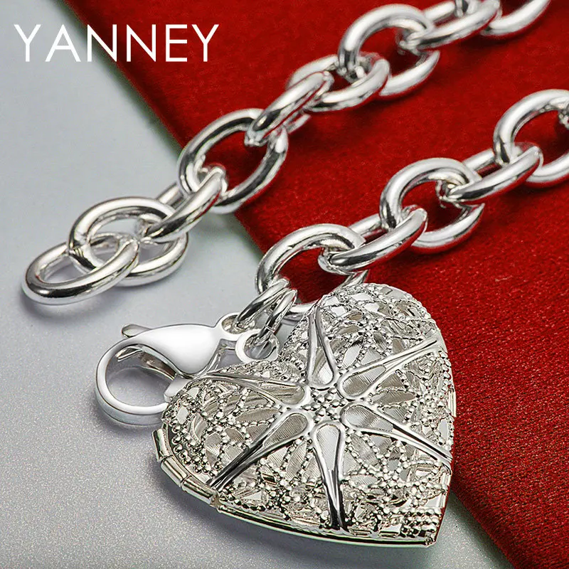 2024 New 925 Sterling Silver 8 Inches Fine Heart Photo Frame Bracelet For Women Fashion Charm Engagement Jewelry Gifts Party image 4