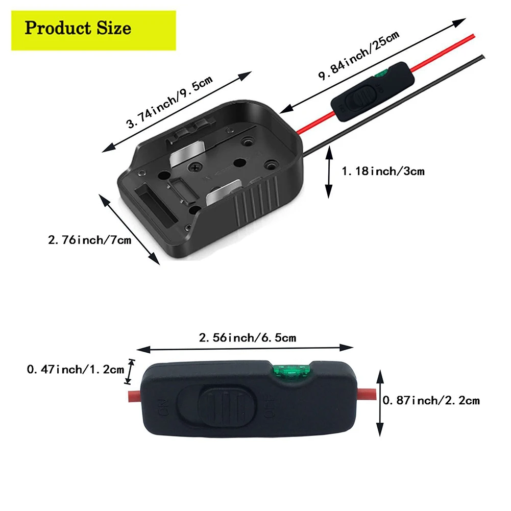 Power Connector Battery Adapter With Fuse And Switch 1 Piece 30A Accessories BL1815B Black FOR Bosch 18V Li-Ion