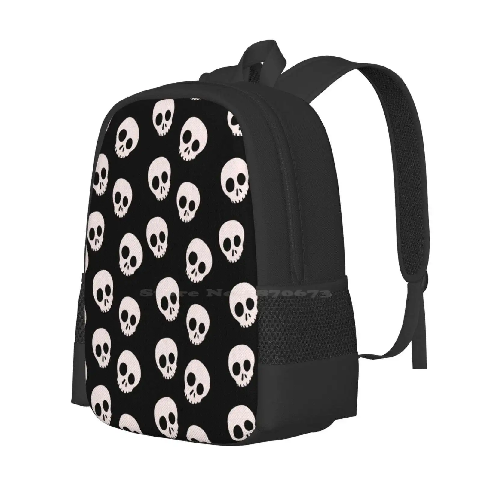 Mochila escolar Happy Skulls para ordenador portátil, bolso de gran capacidad con patrón de calaveras, color rosa Pastel, gótico, oscuro, escalofriante, Halloween